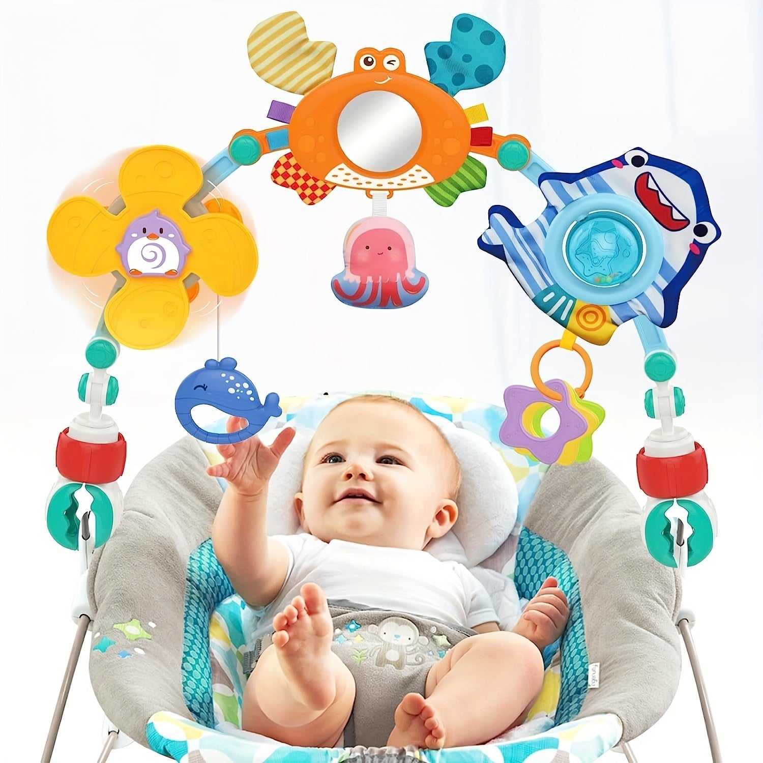 Adjustable Baby Stroller Arch Toy for Infants 0-12 Months Sensory Crib Bouncer