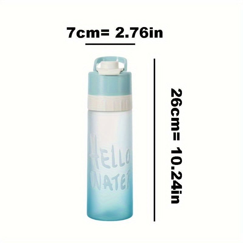 Large Capacity Gradient Sports Water Bottle with Spray Function Blue Green Pink