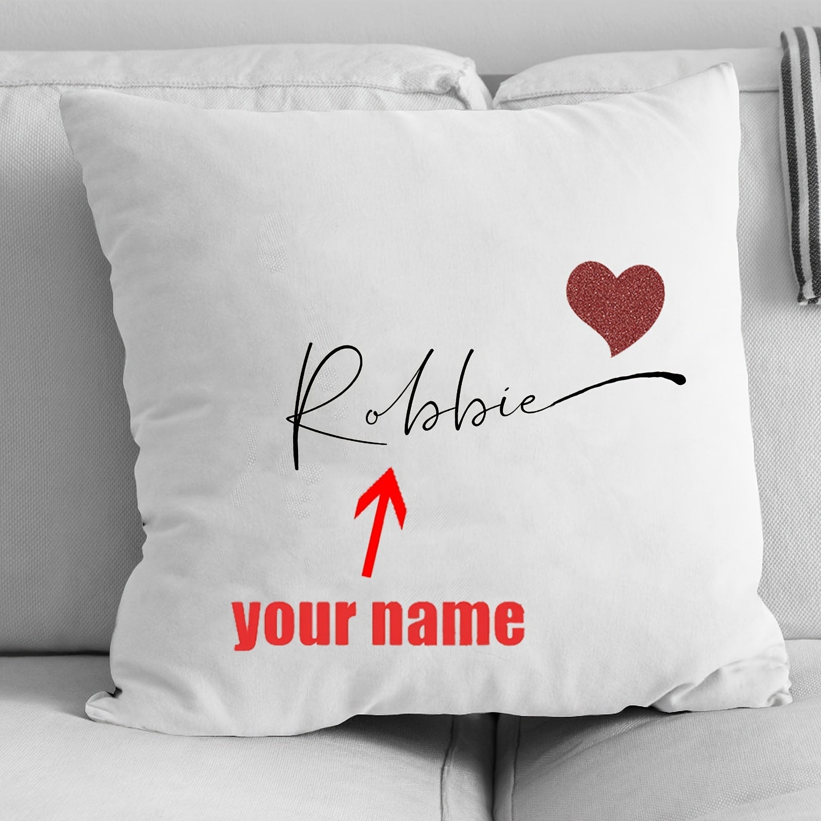 Personalized Velvet Pillowcase with Heart Pattern and Name for Nursery or Home Decor