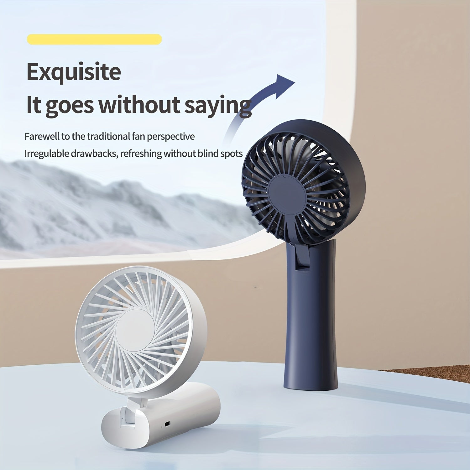 USB Rechargeable Mini Fan with Digital Display, Portable Desk and Outdoor Use