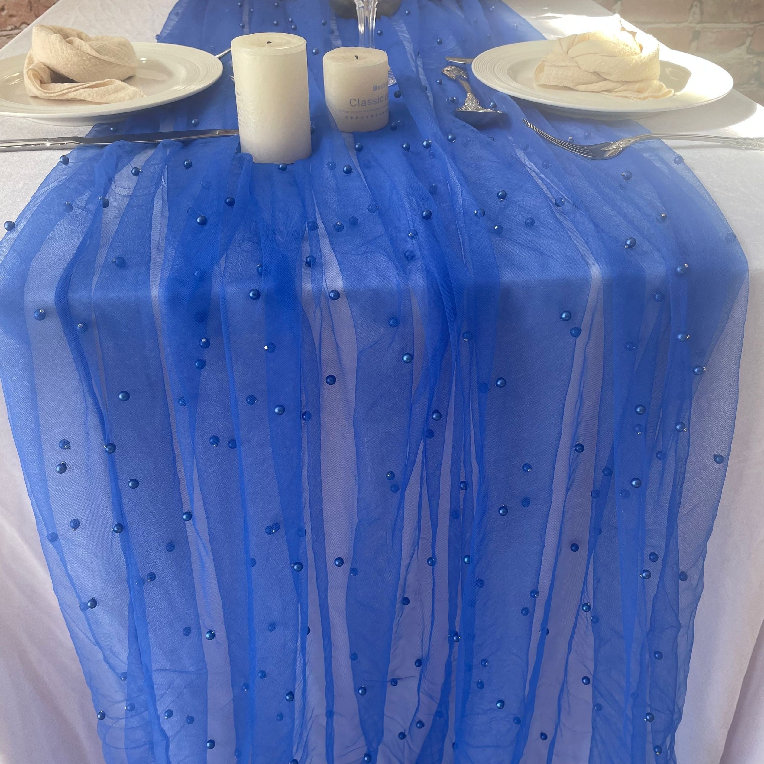 Mesh Chiffon Table Runner 32x78 Inches for Weddings Parties Events
