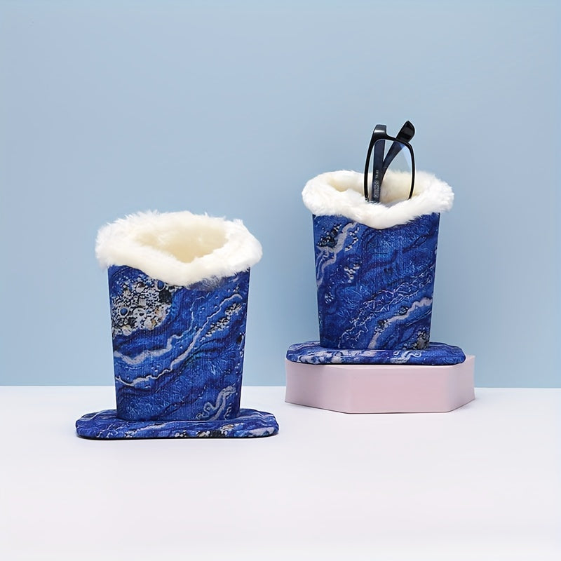 Органайзер для защитных очков для стола или тумбочки, изготовленный из плюшевой подкладки и антицарапинного холста с морскими волнами, предназначенный для надежного хранения очков.