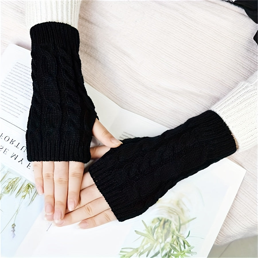 Unisex Acrylic Fingerless Arm Warmers for Casual Wear Touchscreen Compatible