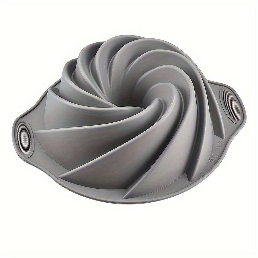 Grey Silicone Bundt Pan 28.45cm Non-Stick Cake Mold Oven Safe Baking Accessory