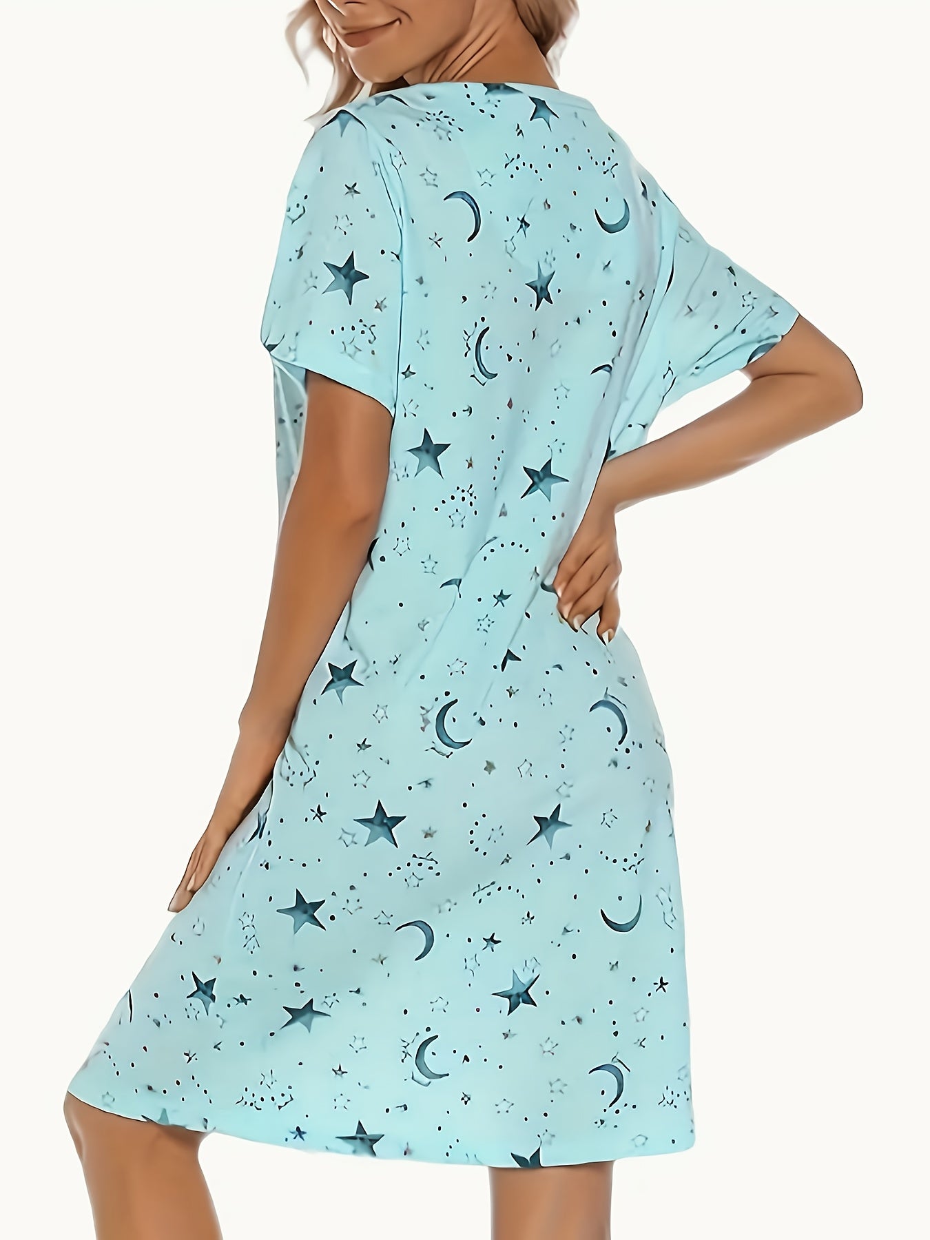 Женское ночное платье для сна из мягкого хлопка с принтом звездного неба и бабочек, домашняя одежда