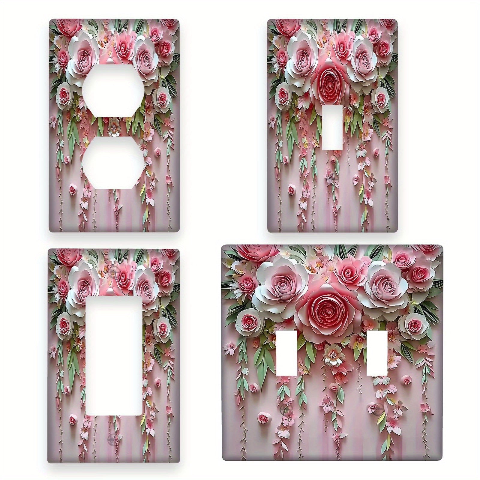 3D Floral Botanical Decorative Outlet Cover Pack of 1 No Power Needed Easy to Clean