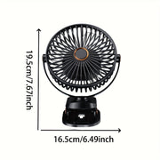 Portable USB Desk Fan with 5-Speed Adjustable, 720° Rotation, Quiet Clip Design