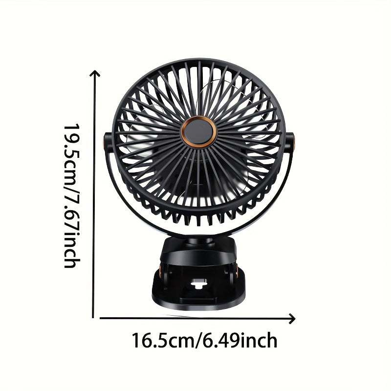 Portable USB Desk Fan with 5-Speed Adjustable, 720° Rotation, Quiet Clip Design