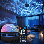 Water Ripple LED Night Light with Remote Control USB Powered Dimmable Black Plastic