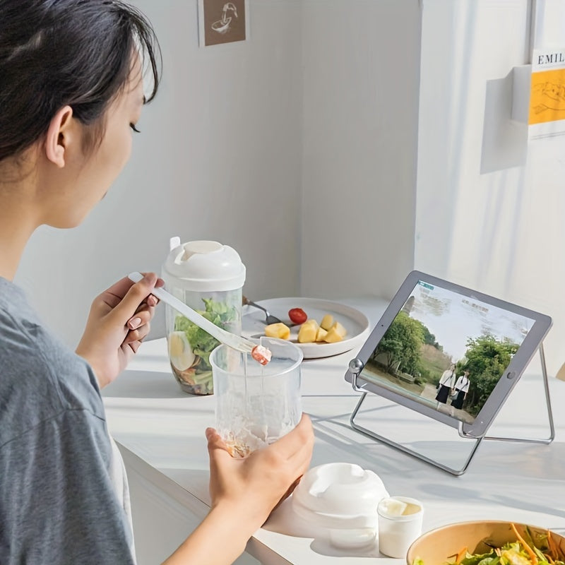 1000 мл салатный контейнер из пластика без BPA, овальной формы, с держателем для заправки и вилкой для овощей и фруктов на ходу