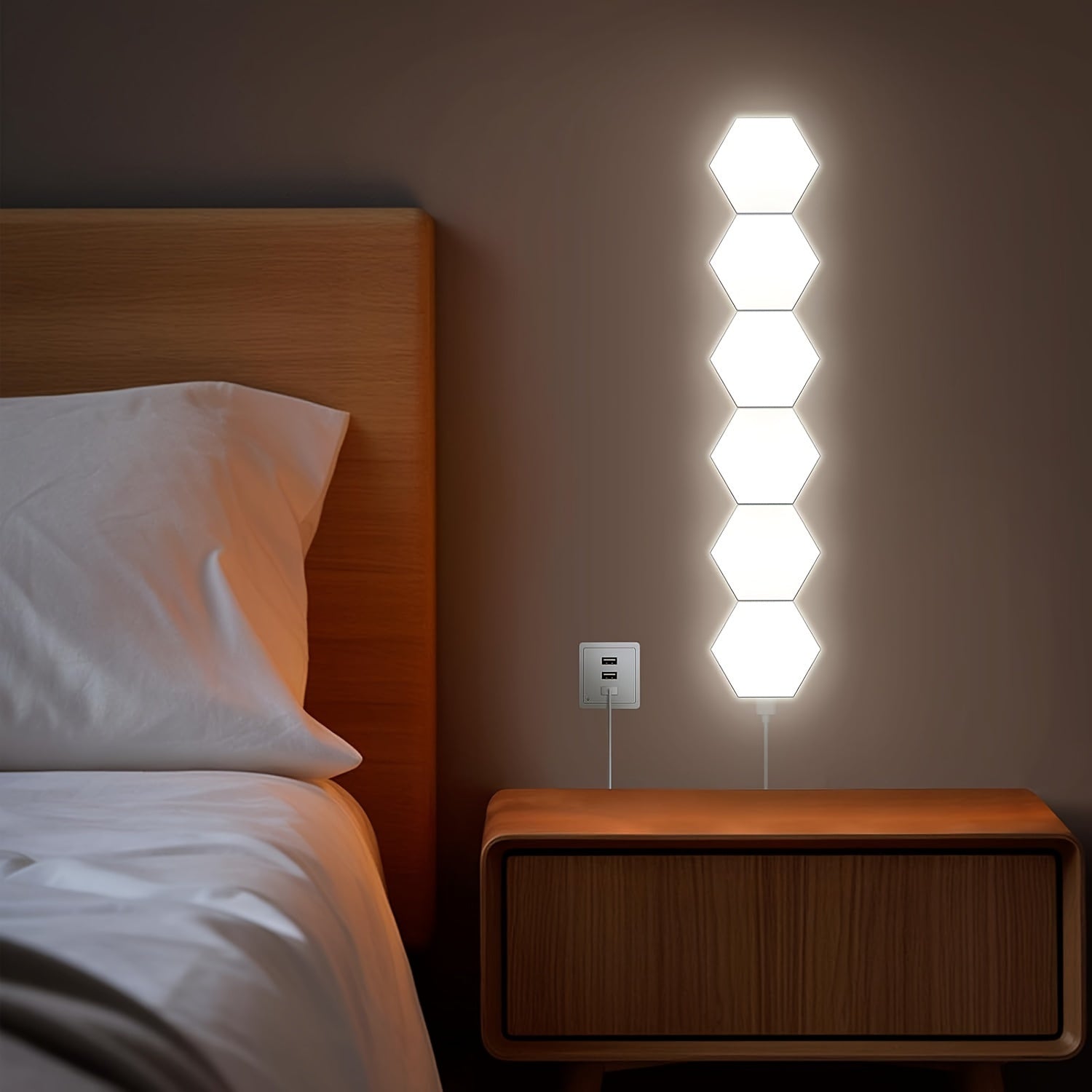 Hexagonal LED Wall Light with Touch Control and Night Light Energy Efficient Modern Decor