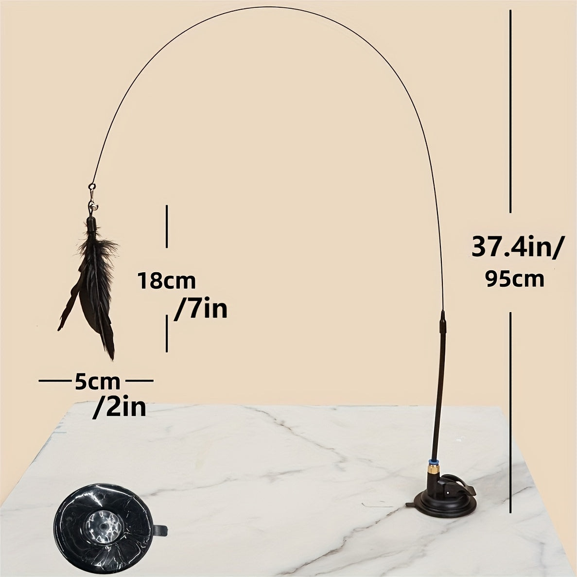 Plastic Cat Teaser Toy with Suction Cup and Long Pole for Indoor Cats