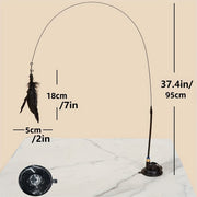 Plastic Cat Teaser Toy with Suction Cup and Long Pole for Indoor Cats