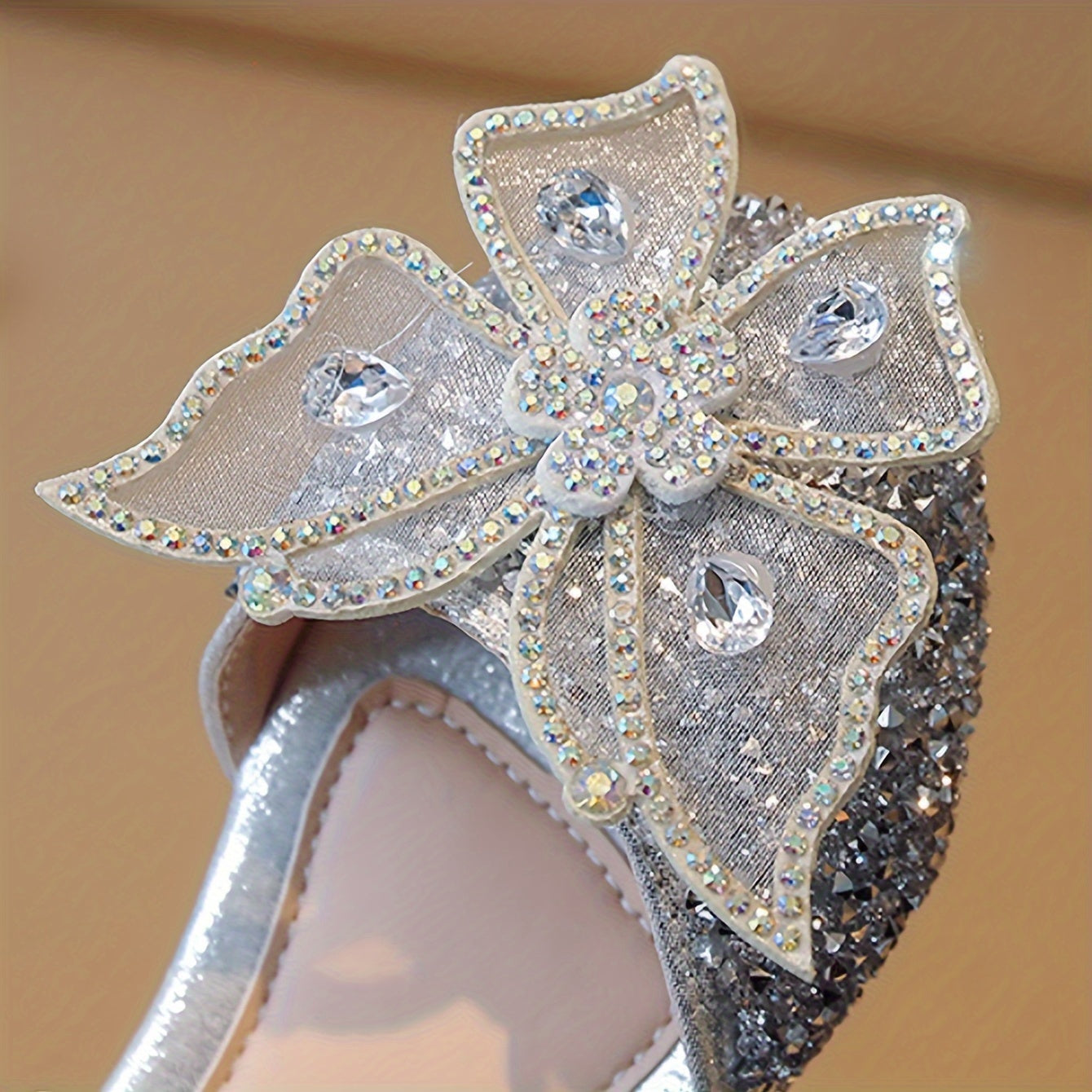 Girls Flat Shoes Sequin Butterfly Design Lightweight Casual Spring Fall