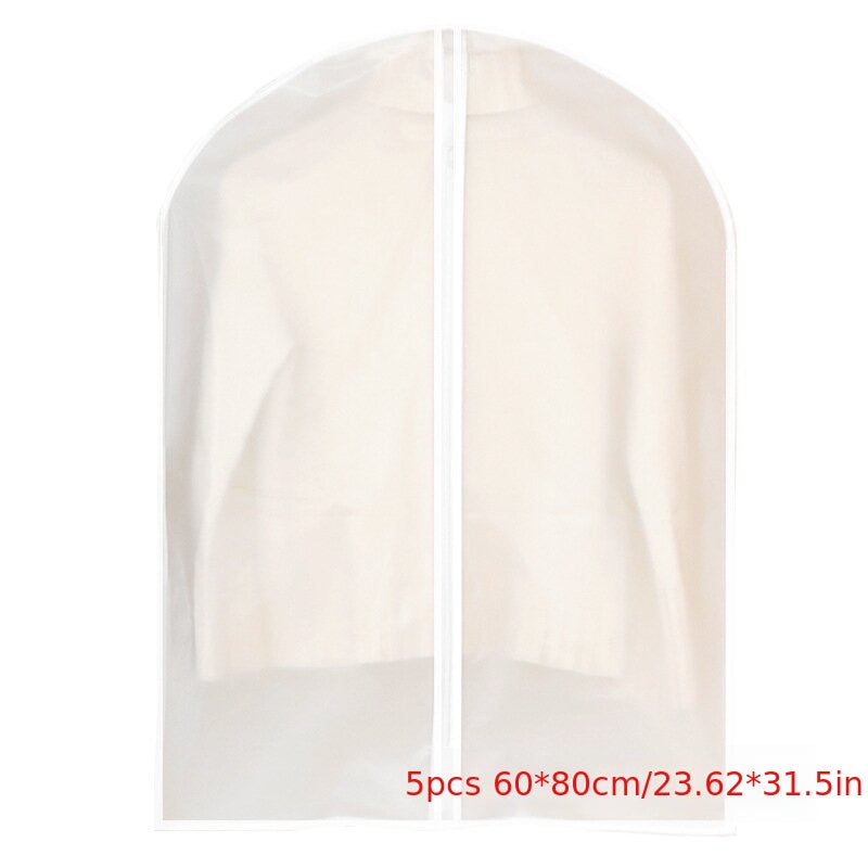 Juego de 5 bolsas de ropa transpirables para almacenamiento de prendas cubiertas de polvo para vestidos, trajes, abrigos