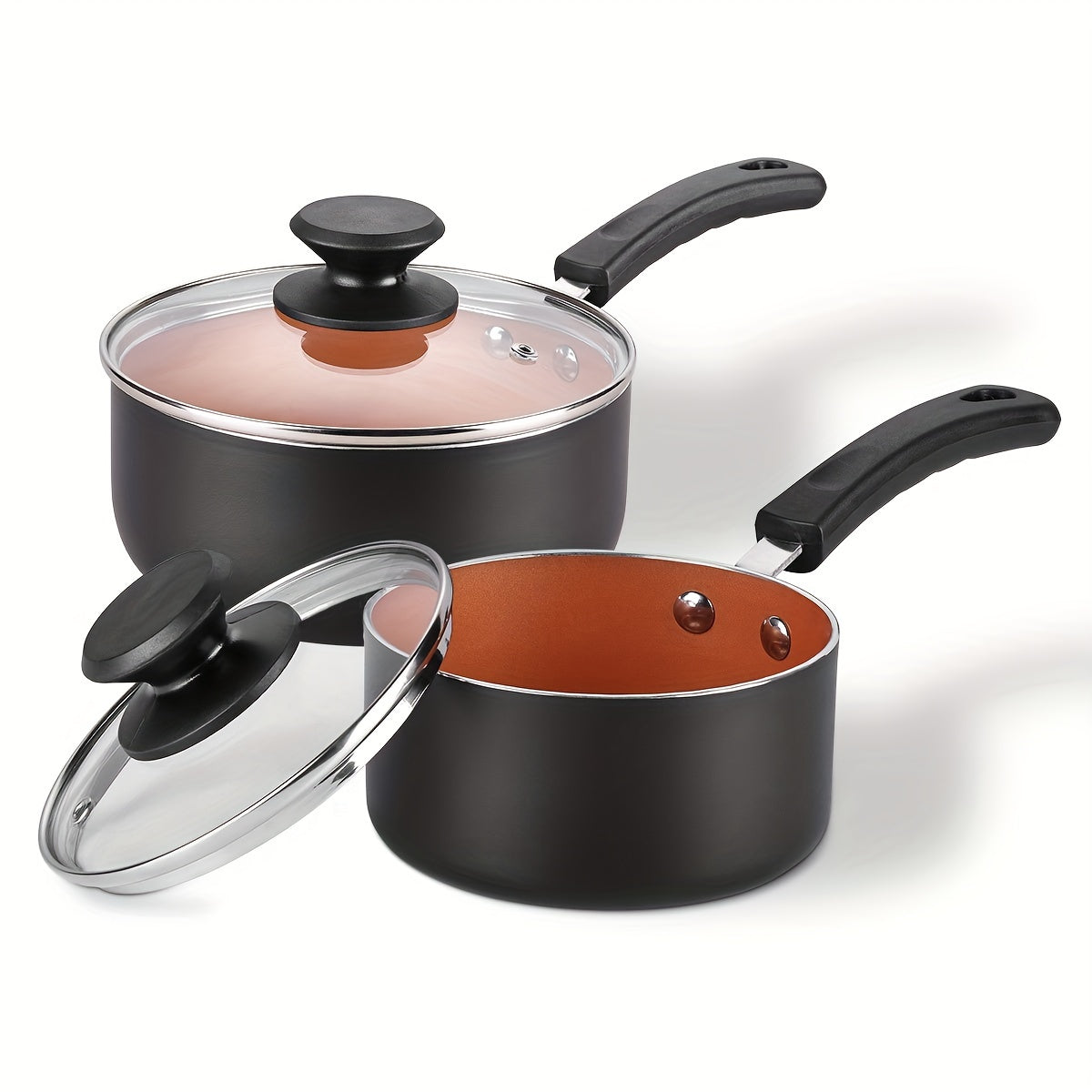 Set of Four Nonstick Sauce Pans with Lids 1 Quart 2 Quart Induction Safe PFOA Free