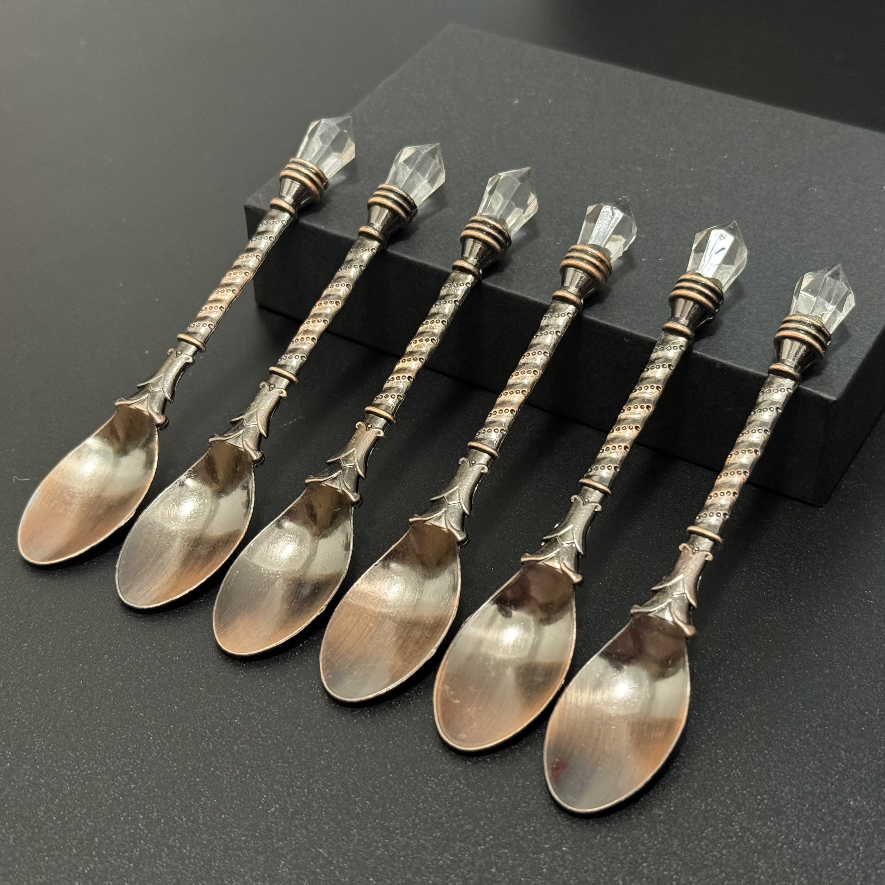 Gold-Plated Coffee Spoon with Crystal Handle for Holiday Celebrations