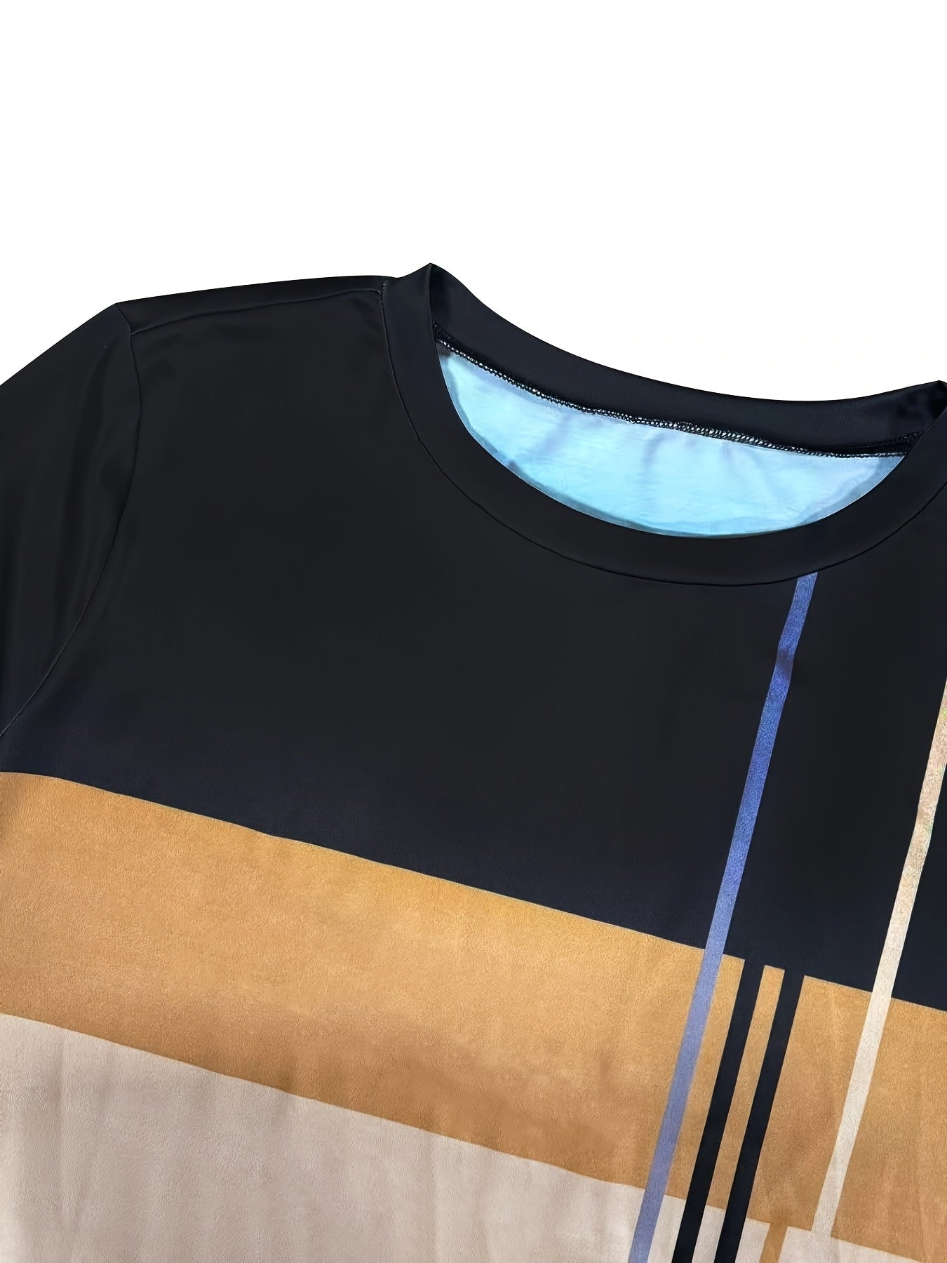 Ayollar uchun chiroyli 2 ta faoliyat kiyimlari to'plami, chiziqli rangli blokli yuqori va qora sport shimlar bilan. Qulay, shaffof bo'lmagan polyester materialdan tayyorlangan. Mashinada yuvish mumkin.