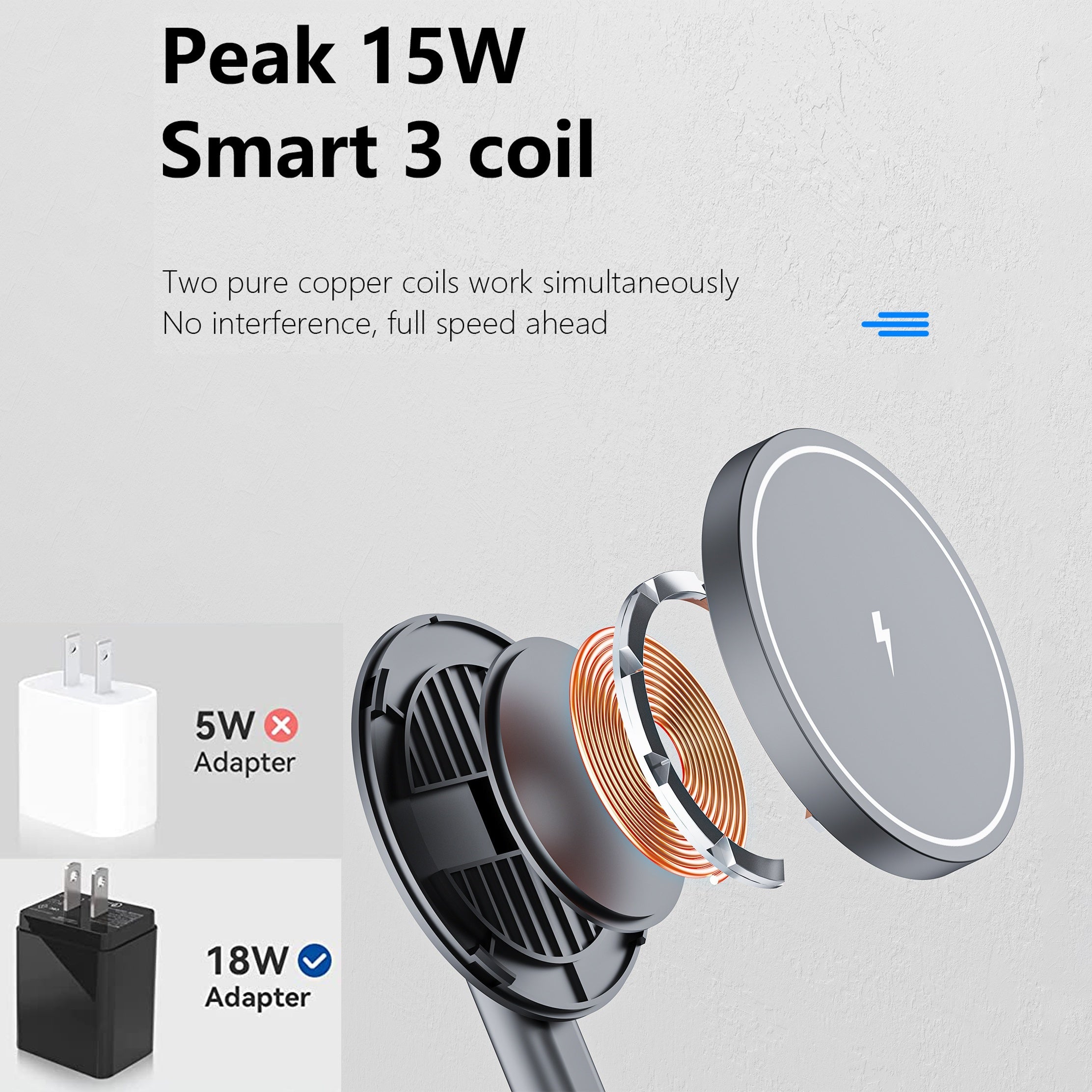 2-in-1 Magnetic Wireless Charger Stand for iPhone and AirPods 15W Fast Charging