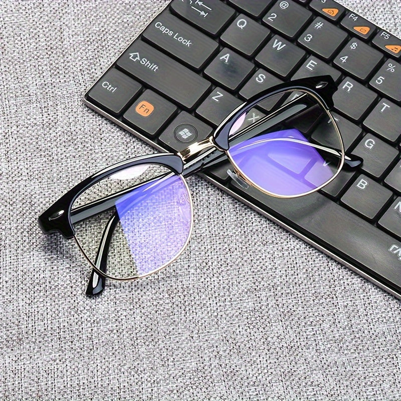 Unisex Semi Rimless Light Glasses for Computer Reading Gaming TV Phones