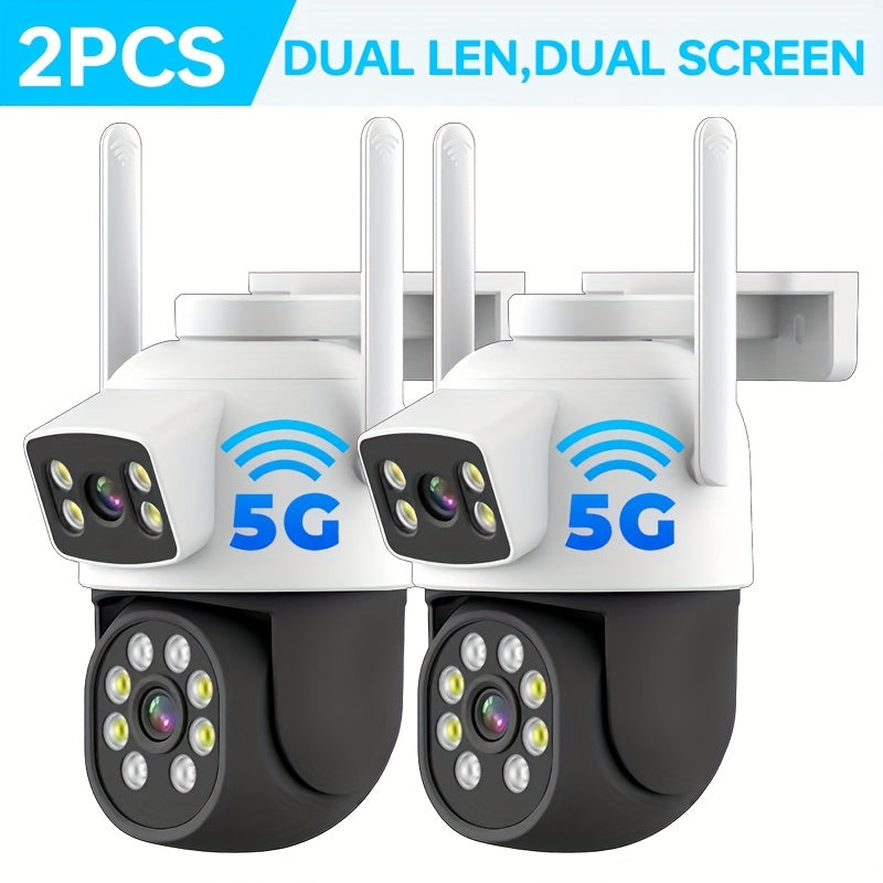 2 Pack 4MP Wireless Outdoor Security Cameras with PTZ Color Night Vision AI Motion Detection