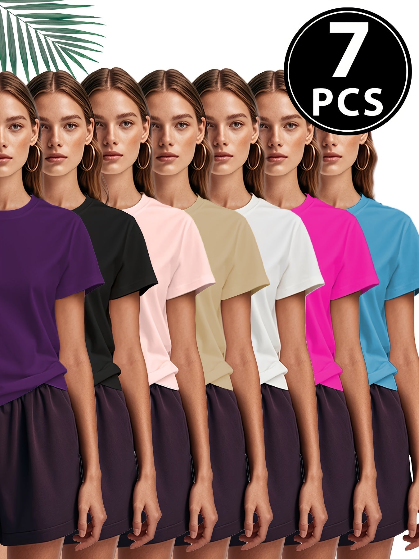 Women's Plus Size Casual Sports Short Sleeve T-Shirt Solid Color Crew Neck