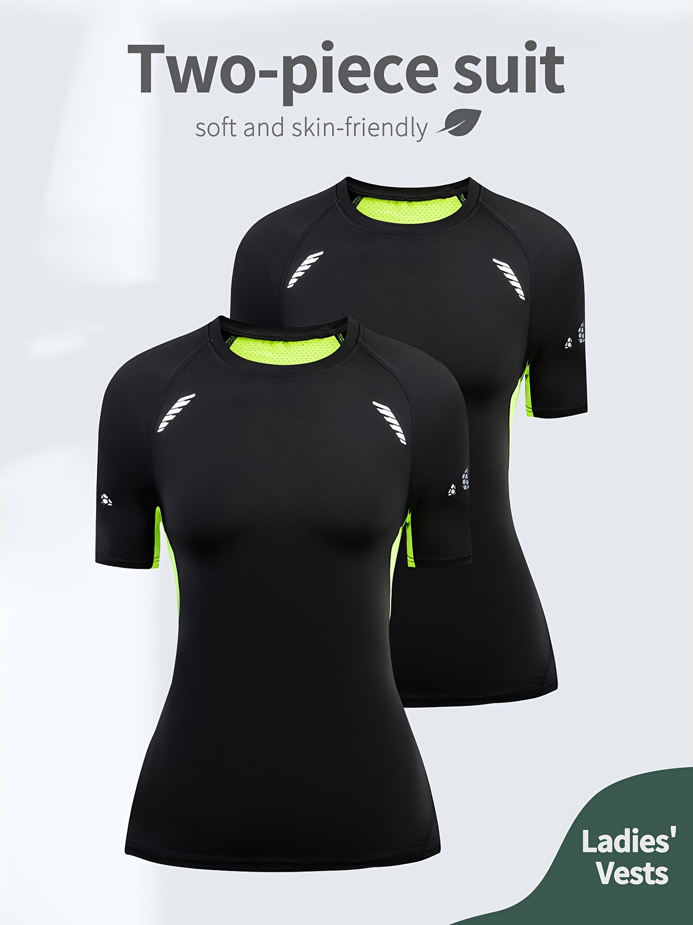 Women's Quick Dry Color Block Sports T-Shirts for Training Yoga Running Set