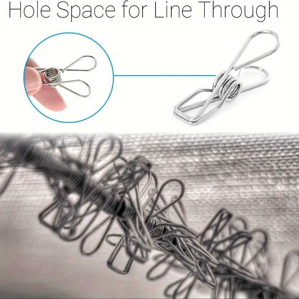 10pcs Stainless Steel Wire Clips Large Medium Small Multi-Functional Clips for Clothes Laundry