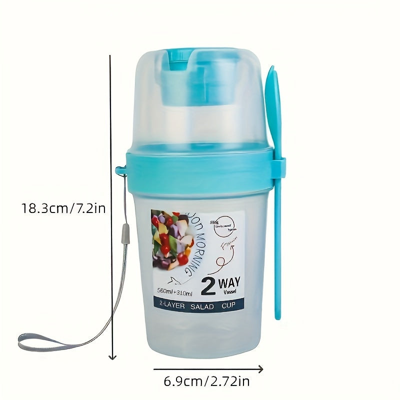 Portable Breakfast Salad Cup with Fork Leakproof Plastic Container for Fruit Vegetables Yogurt