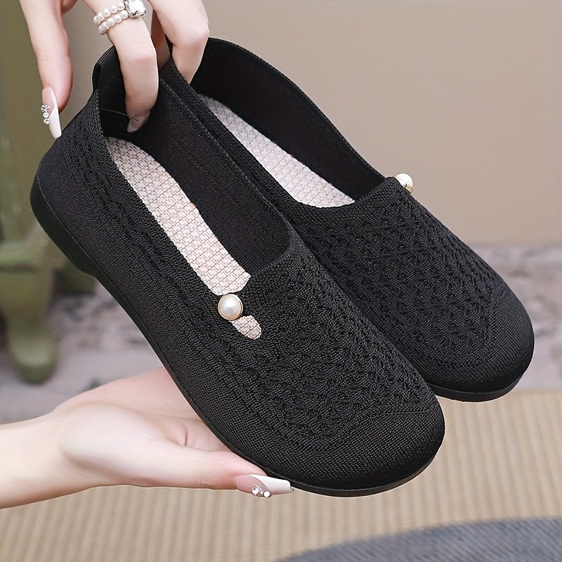 Women's Breathable Cut-Out Slip-On Flats Casual Loafers for Mom