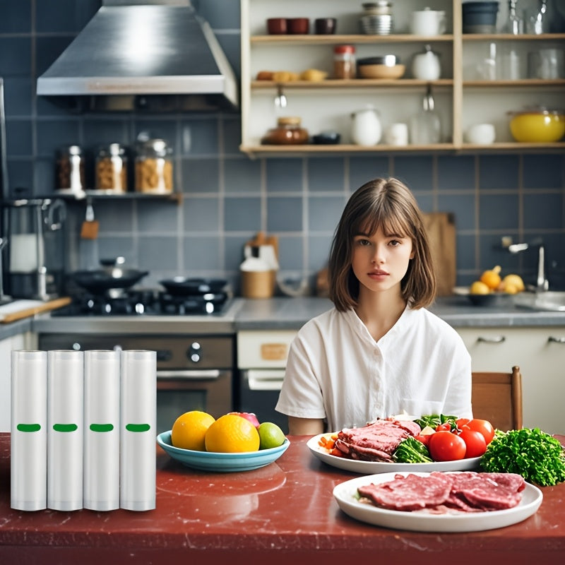 4 dona vakuum yopishqoq rulolari 3m oziq-ovqat saqlash sous vide taom tayyorlash bardoshli