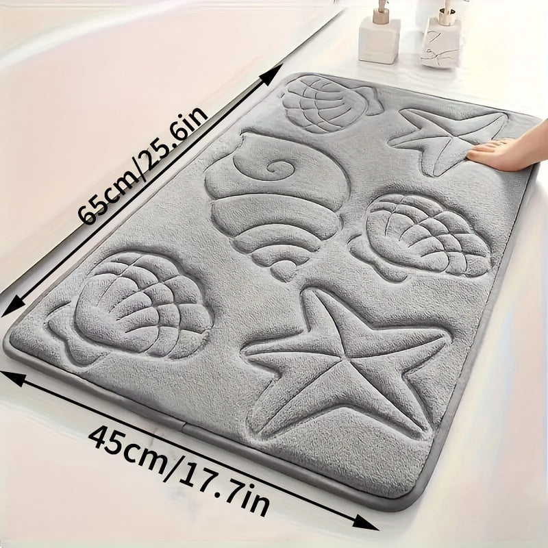 High-Density 25D Sponge Bath Mat with Soft Starfish Shell Embossing Non-Slip Absorbent for Bathtubs Showers