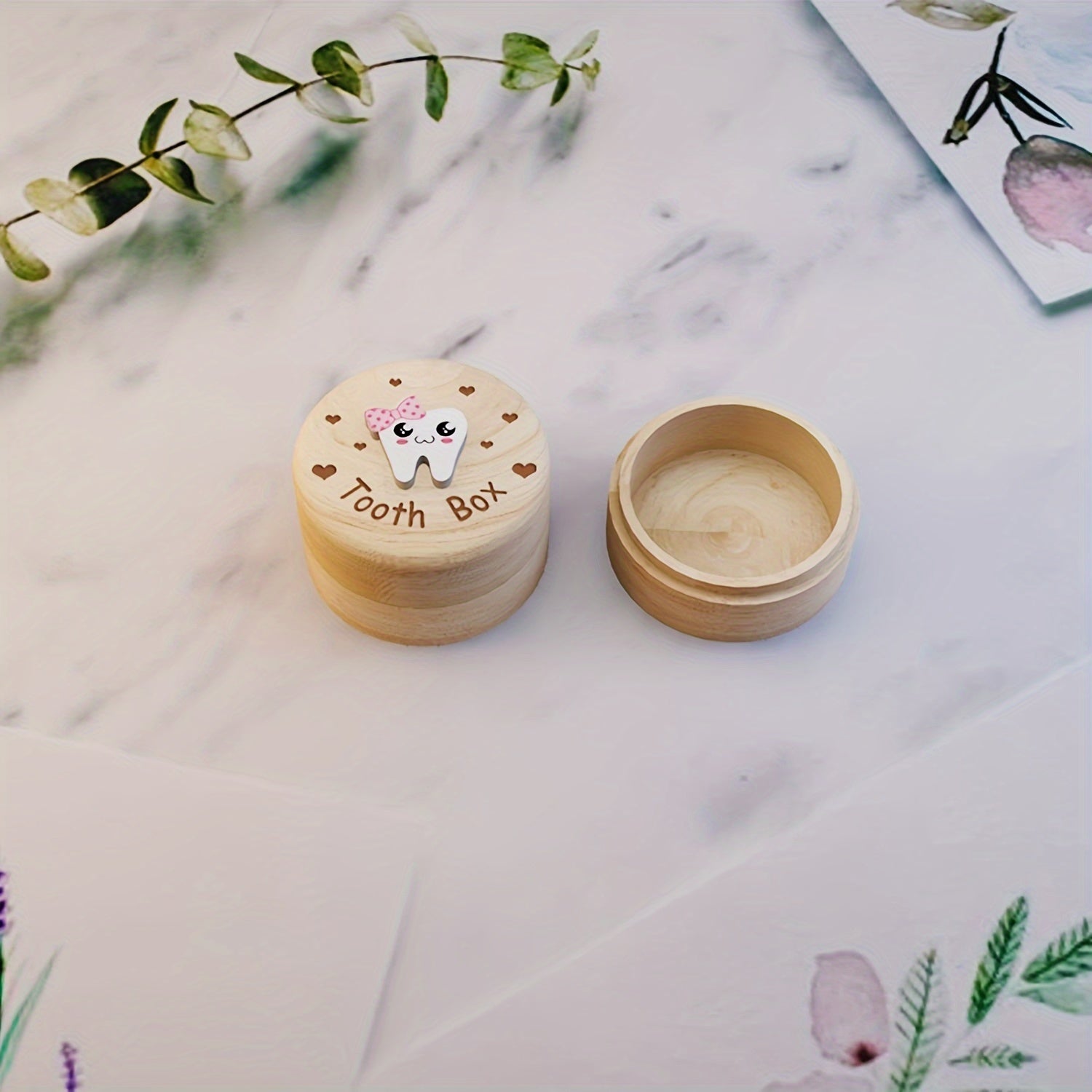 Wooden Keepsake Box for Teeth and Birth Souvenirs - Child Gift Storage Container