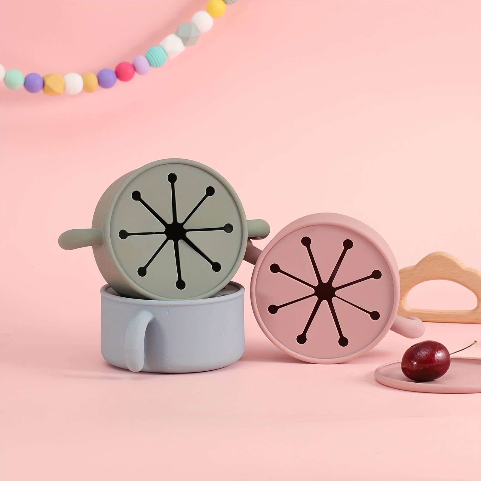 Baby Silicone Snack Bowl with Dustproof Cover and Food Supplement Cup for Food Safety