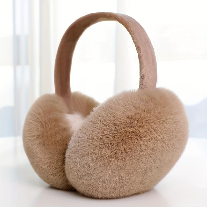 Women's Foldable Knit Cashmere Earmuffs Faux Fur Warm Plush Winter Outdoor