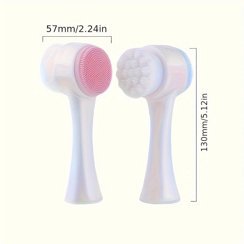 Unisex Silicone Face Cleanser Dual Soft Brushes Exfoliating Massager Fragrance-Free