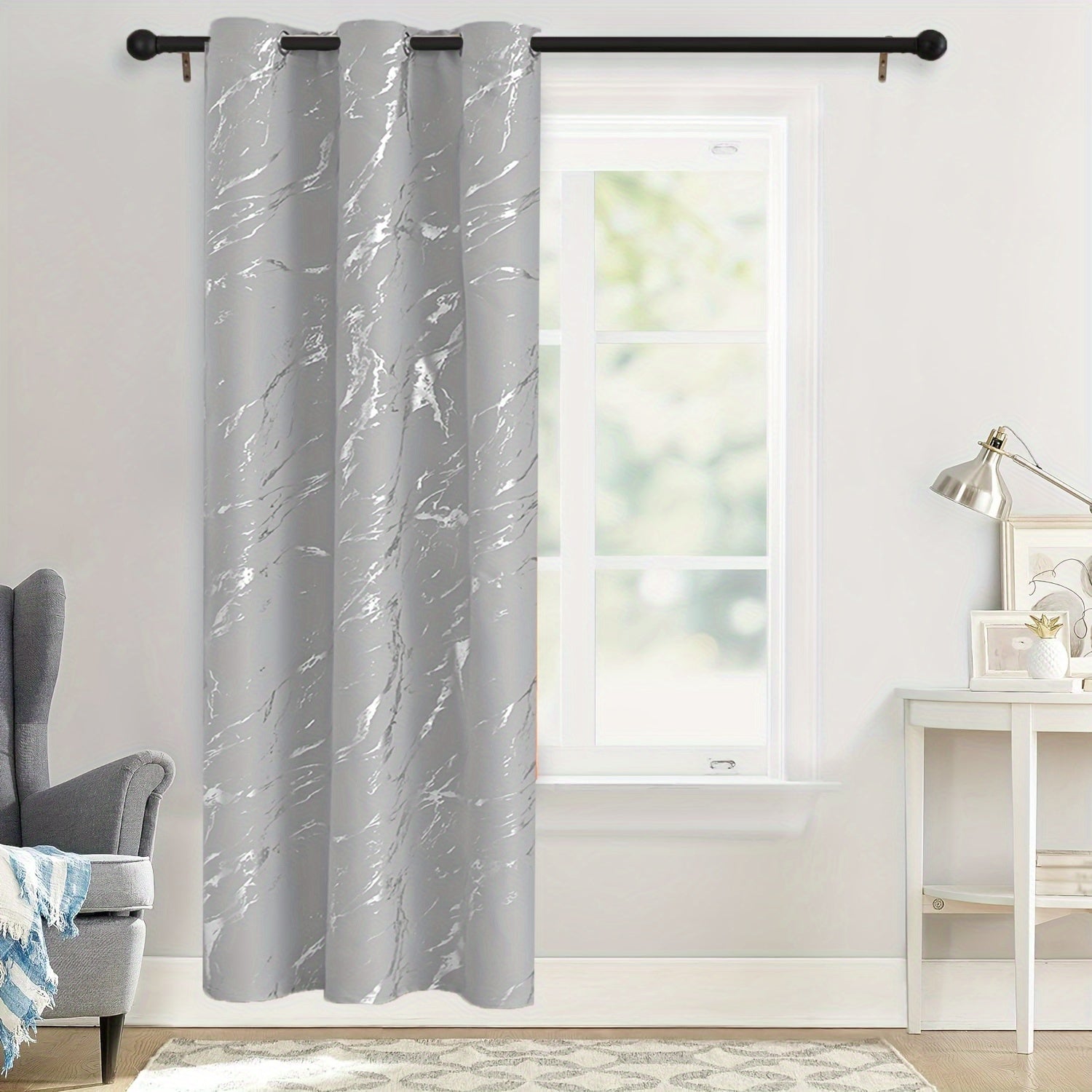 Grey Marble Pattern Curtain for Bedroom Living Room Office Kitchen Modern Classic European Style