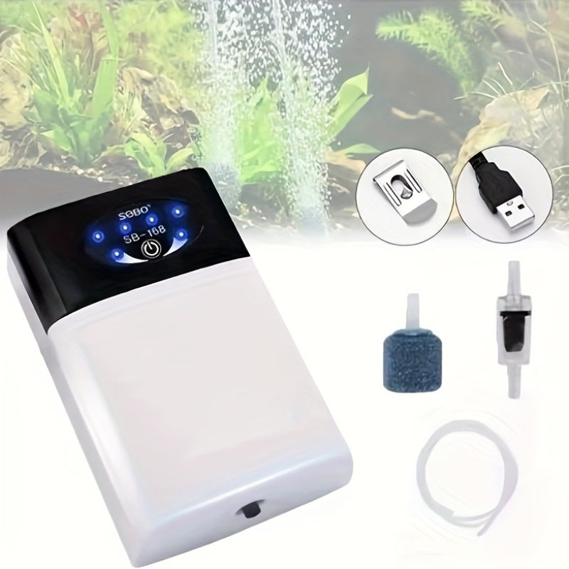 Rechargeable Portable Aquarium Air Pump with 1 Meter Tube for Fish Tank Breeding