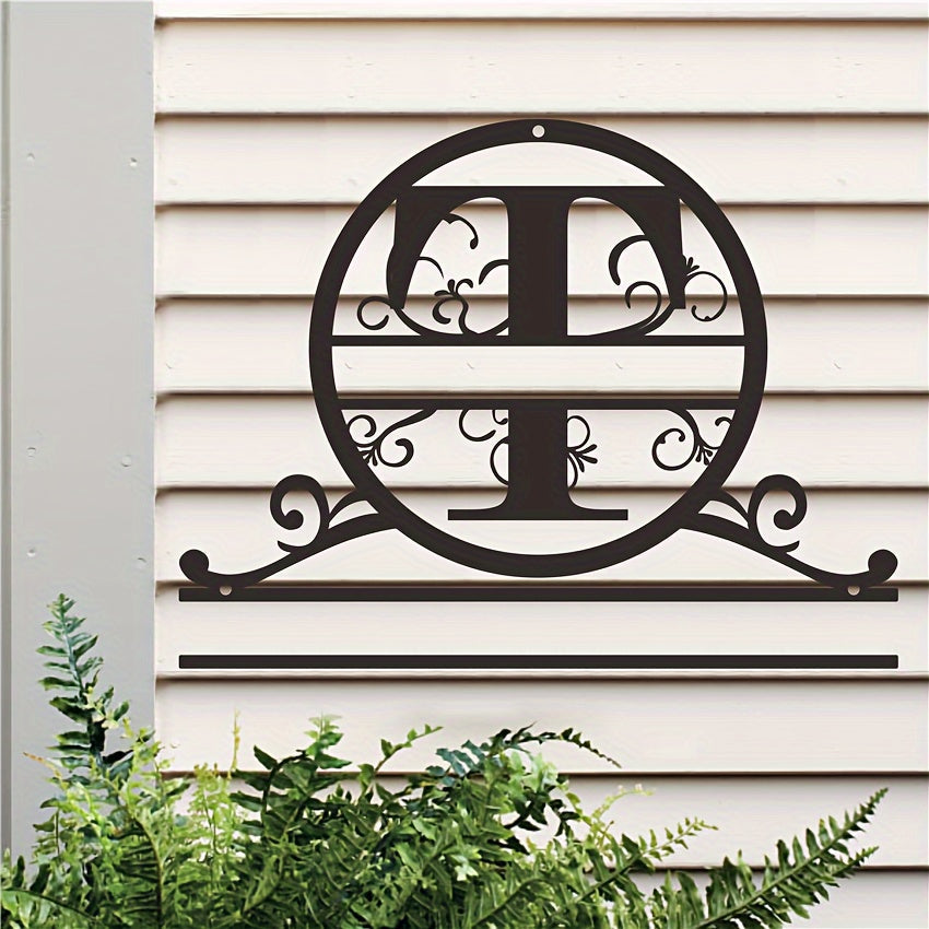 Maxsus metall oilaviy nom yozuvi bilan monogram va familiya, ob-havo sharoitiga chidamli, bardoshli va teksturali yakuniy uchun uy bezaklari