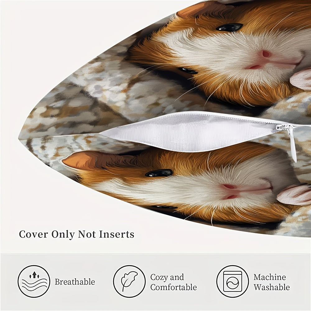 Guinea Pig Throw Blanket Dual Print Design Hidden Zipper Polyester Cozy Decor