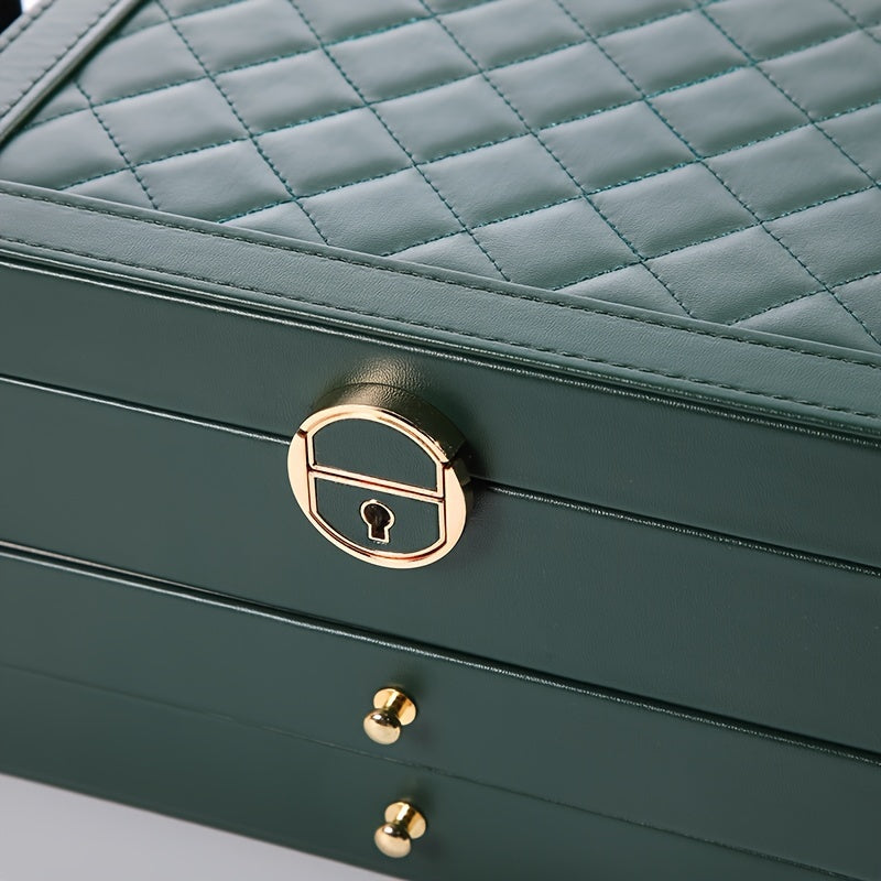 Caja de almacenamiento de joyas con gran capacidad, organizador de varias capas para collares y anillos