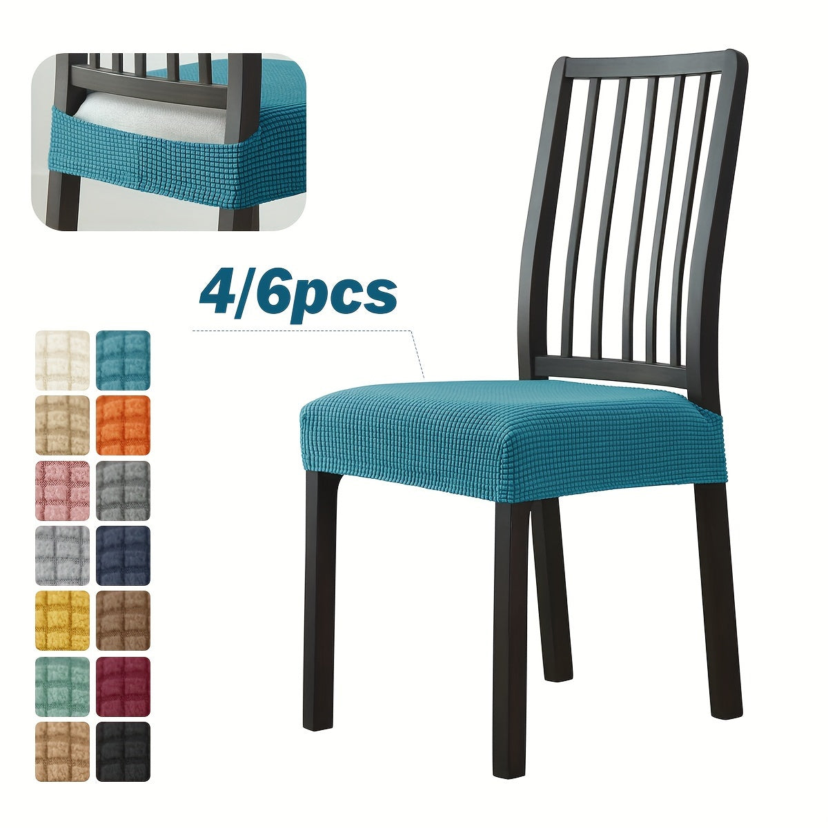 4-6 Piece Velvet Chair Covers with Elastic Headrest for Dining Chairs in Home and Hotel