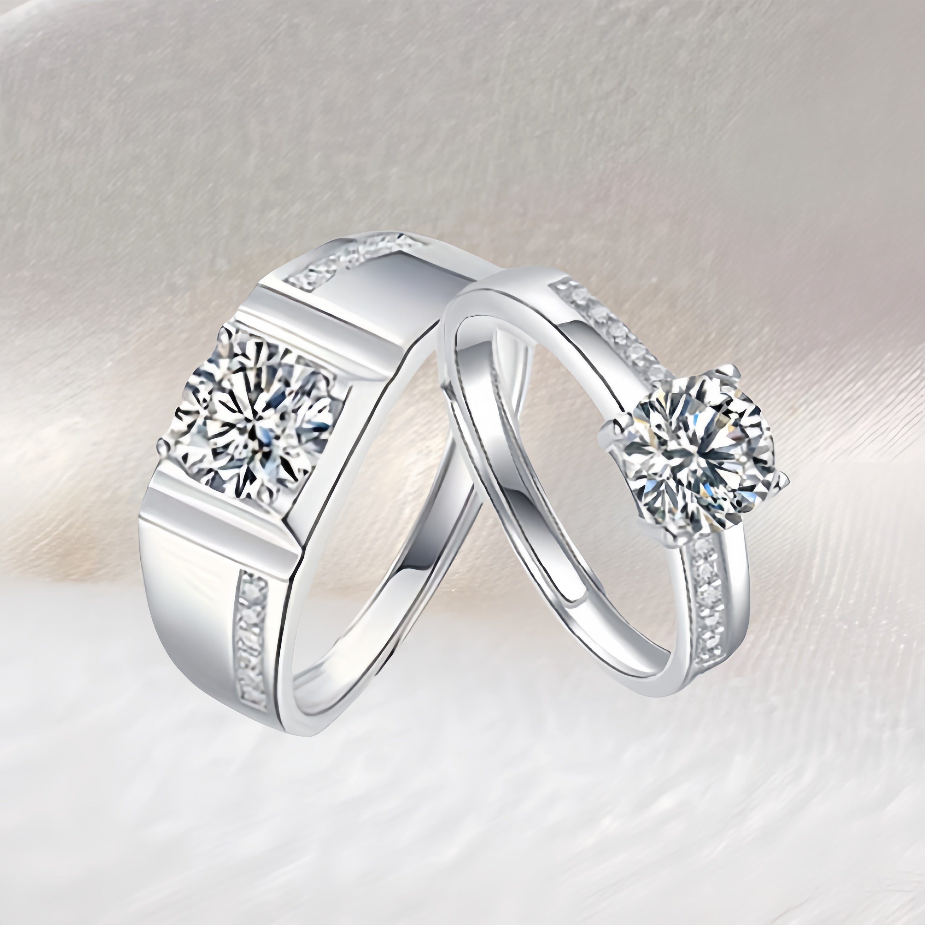 Sterling Silver Moissanite juftlik uzuklari to'ylar, zargarlik, yubiley sovg'asi uchun
