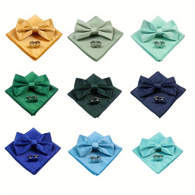 Men's Accessories Set Square Scarf Bow Tie Cufflinks Wedding Gift