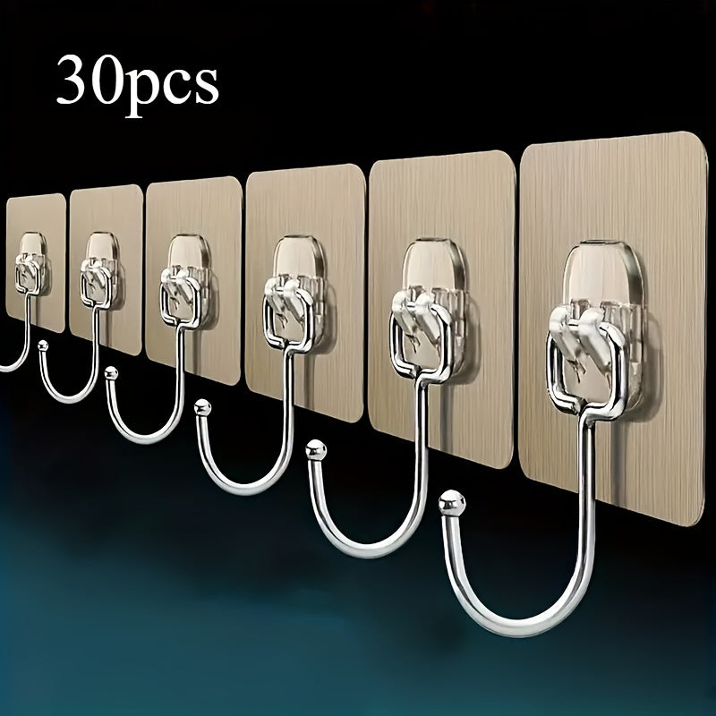 Ultra-Strong Transparent Reusable Wall Hooks Waterproof Oilproof for Bathroom Kitchen Pack of 5 10 20 30 50