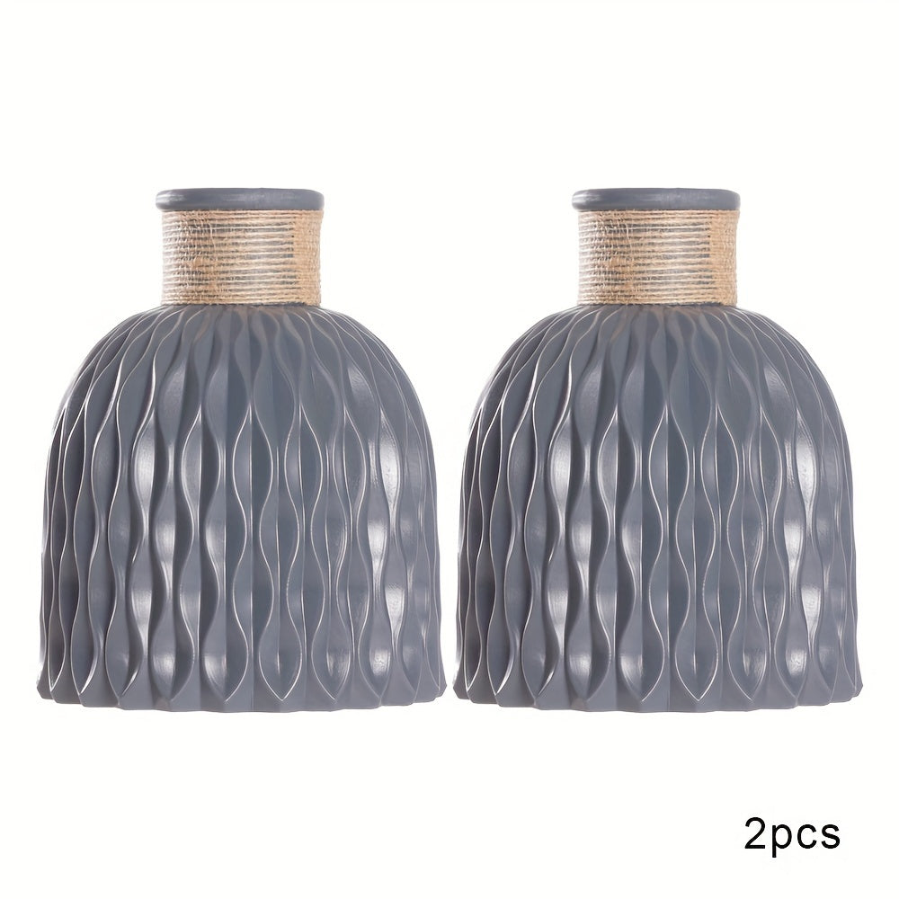 2 богемные белые пластиковые вазы, высотой 14,99 см, для искусственных цветов - идеально подходят для свадеб и домашнего декора.