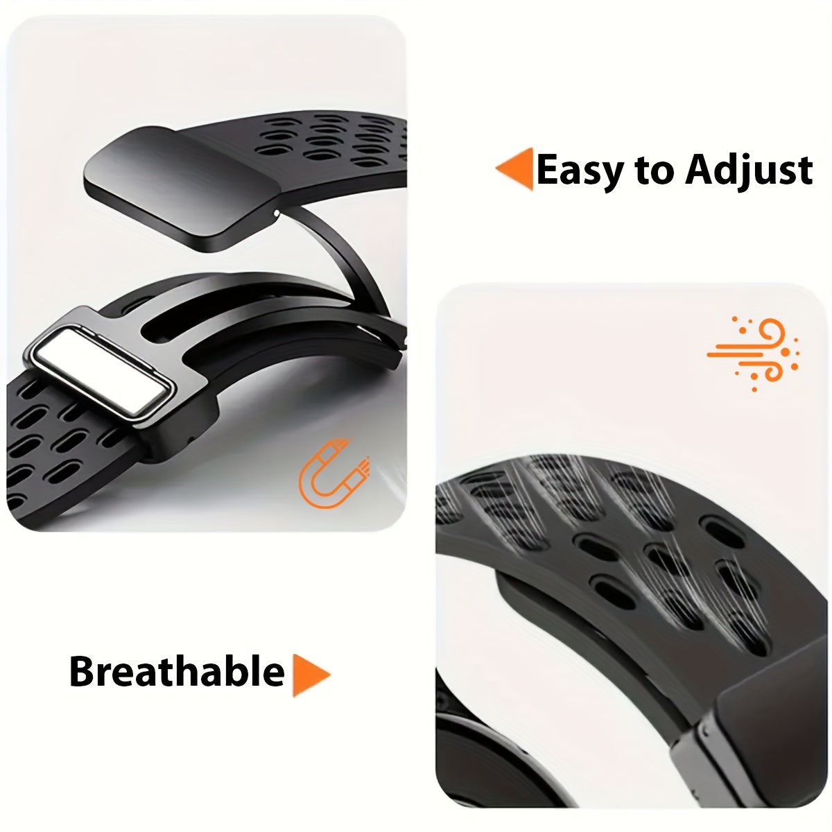 Silicone Watch Strap Breathable Multi-Hole Magnetic Folding for Fitness Tracker