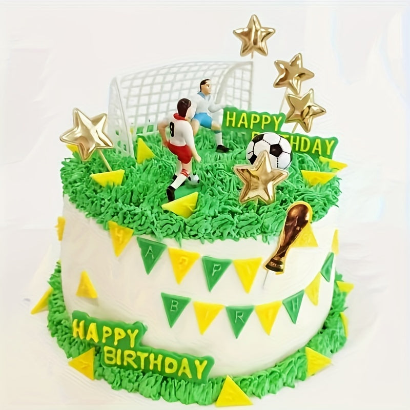 9-Piece Football Team Cake Topper Set for Birthday Parties and Winter Celebrations