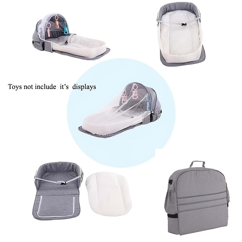 Cuna portátil para bebé con diseño plegable, mosquitera y juguetes para viajar