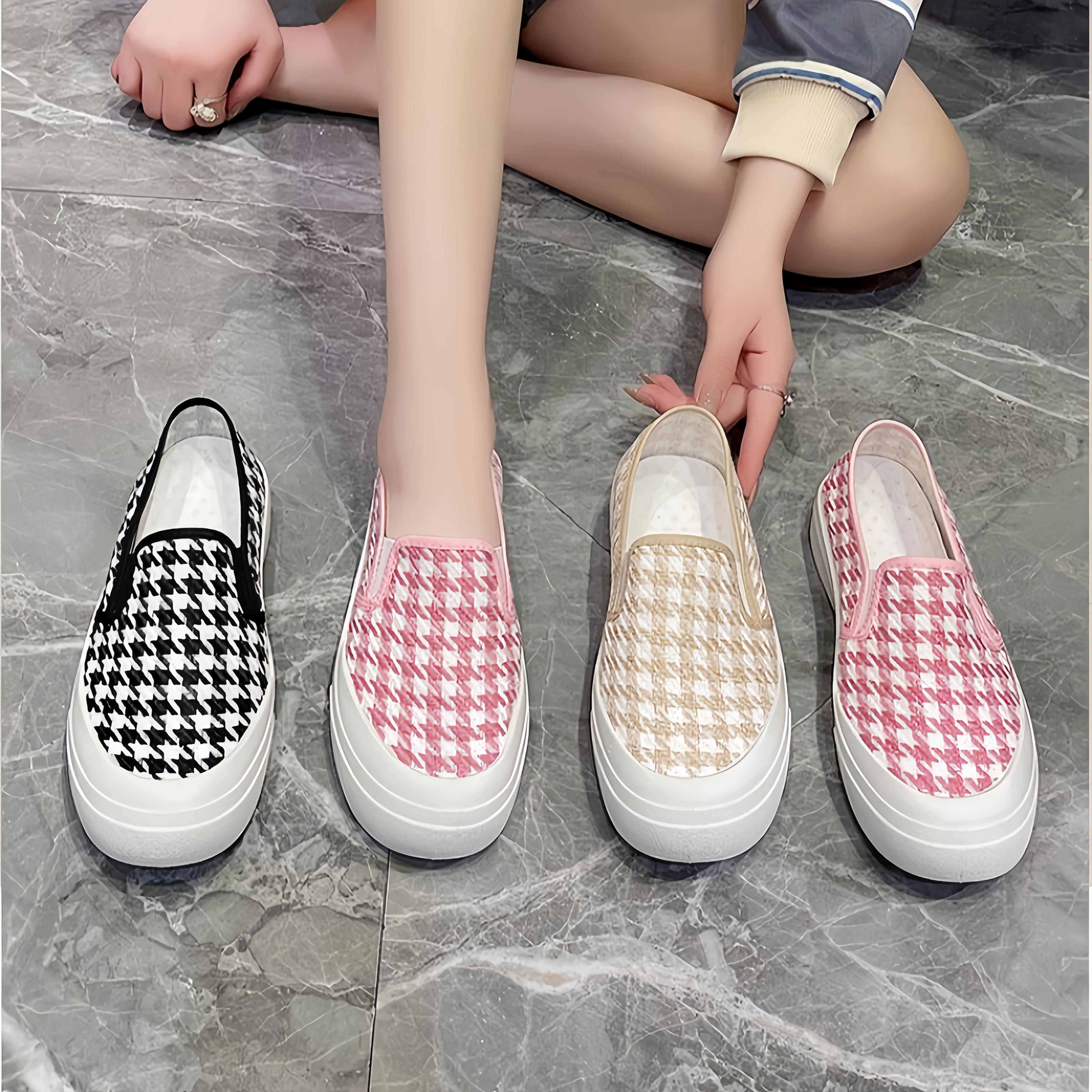 Women's Slip-On Platform Loafers Breathable Fabric Cushioned EVA Rubber Sole